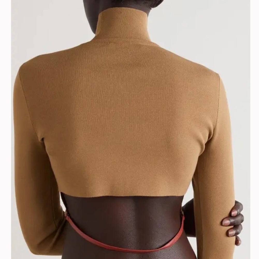 ZEYNEP ARCAY LEATHER STRAP CROPPED TURTLENECK, SZ IT/40 FR/36 US/2-4